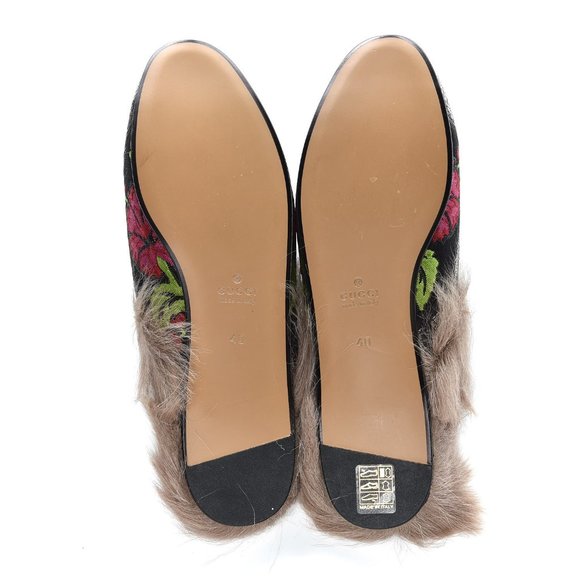 HOST PICK 💃💃💃Gucci Tapestry Brocade Fur Floral Princetown Slide New in box - Picture 6 of 9